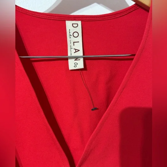 Dolan Red Blouse Dolan sparkle Bow-Front Cardigan Top eye and hook clasps size S